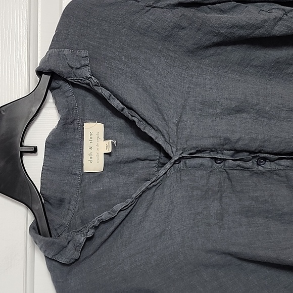 Cloth ans Stone Gray Linen Tie Front Top, S - Picture 2 of 8